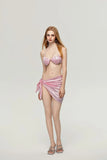 Peals Shell Push Up Bikini Set Women Pink White Underwire Bra Mesh Skirt 3 Piece Swimsuit 2025 Beach Bathing Suit Thong Swimwear