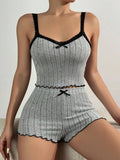Women Sleepwear Summer Sling 2 Pieces Pajamas Set Homewear Female Sense Lace Crop Tops and Shorts Pijamas Loungewear