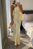 Sweet And Fresh Party Prom Dresses Women Light Yellow Slant Collar Off Shoulder Package Hip Slim Banquet Dress Elegant Socialite