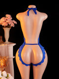Adult Deep V-neck Hanging Neck Lace Flower Print Lingerie Solid Color Knitted Sexy Backless Underwear Women's Jumpsuit Clothing