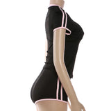 2026 New Women's Sexy Hot Girl Slim Fit Crop Top Shorts Set Solid Color Block High Waist Shorts Two Piece Outfit