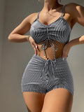 Drawstring Front Shorts Bikinis 2026 High Waist Swimsuit Women Swimwear Female Bathers Bathing Swimming Swim Suit Beachwear