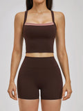 Naked Yoga Suit Workout Clothes Women Back Cross Shockproof Slim Sports Tank Top High Waist Short Fitness Suit Athletic Wear