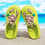 2025 Summer Women Slippers Cute DIY Flower Platform Sandals Casual Indoor Outdoor Clogs Beach Slides Female Home Garden Shoes