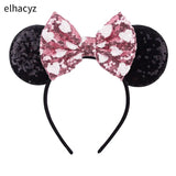2025 Chic Disney Embroidery Sequin Minnie Ears Headband DOT Bow Hairband Girls Women Party Head Wear Kids DIY Hair Accessories