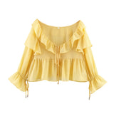 Women's Fashion Casual Ruffle Off-Shoulder Top IMH1