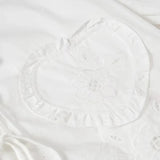 Foridol Heart Embroidery White Cotton Women Blouse Bowknot Spring Summer Lantern Sleeve Casual Shirt V Neck Loose Chic Blusa