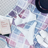 New Sexy Wrinkled Crinkled Bikini Female Swimsuit Women Swimwear Two-Pieces Bikini Set Mid Waist Bather Bathing Suit Swim V3032P