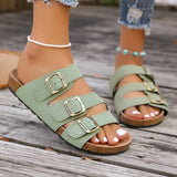 2026 Summer Fashion Women's Buckle Sandals New Sexy Open Toe Casual Sandals Comfortable Platform Shoes Flat Slippers Zapatos