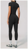 2PCS Women's Tracksuit Seamless Yoga Set Short Sleeve O Neck Workout T Shirts Fitness Suit Tight Hip Lifting Leggings Gym Sets