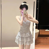 New High-end Popo Group Classic Bodian Cake Skirt, Slim Fit and Slimming One-piece Swimsuit for Women