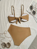 Sexy Metal Shell High Waist Bikini Set Women Black Coffee Pleate Push Up Two Piece Swimsuit 2026 Holiday Bathing Suit Swimwear