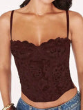 Lace Fishbone Crop Top Hot Girl Slim Fit Tank Top Sexy Body Shaping Backless Backless Deep V Suspenders Sleeveless Top 2RZV