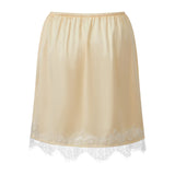 Womens Casual Stylish High Waist Short Skirts olid Color Satin Lace Trim Mini Skirt for Daily Life Club Party and More