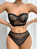 Hot Selling Black Retro French Lace Sexy Style Women's Bra Set With Pull-up Underwear That Can Be Paired With Skirts J2818