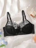 Women's embroidered lace plus size bra with steel ring gathering push up underwear suitable for full figured women MR2679
