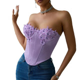 Hot girl's low-cut butterfly tube top rhombus underwired fishbone top