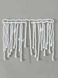 Luxury Pearls Chain Fringe Tassel Bikini Bottom Swim Brief Women Swimwear Female Bather Brazilian Tanga Panties Underwear
