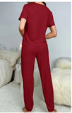 Women's Sleepwear Spring and Summer New Pajamas Women's Short-sleeved Trousers Set Classic Solid Color Casual Loungewear
