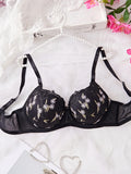 Everyday Plus Size Women's Bra Embroidered floral patchwork underwire Push up Bra Comfortable Thin cup Women underwear lingerie