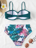 2026 Bandeau Swimsuit Women High Waist Bikini Printed Swimwear Female Padded Bathers Bathing Swimming Swim Suit Beachwear