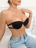 Basic Women's Solid Color Thin Strap Strapless Bra, Push Up bra Seamless for Daily Wear, Perfect for Backless Dresses