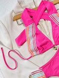 2026 Sexy Bikini Rose Red Patchwork Halter Swimwear Swimsuit Women Bikinis Set Bathing Suit Beach Bikini Costumi Da Bagno Donna
