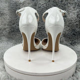 Bright white Cover Pointed Toe Sexy Woman Shoes Thin Super High Heel T-strap Grace Lady Pumps Breathable Summer Shallow Slip-on