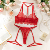 Toucheart Sexy Lingerie Suit Female Sexy See-through Lace Halter Bra Set  Adjustable Leg Ring Set for Women Sexy Underwear New