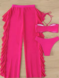 3 Piece Halter Cross Bikini Swimsuit & Sexy Thin Pants Swimwear Women 2026 Solid Bathing Swimming Swim Suit Female Beachwear