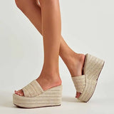 Wedge Sandals for Women Espadrilles Platform Sandals Summer High Heels Slides Outdoor Beach Slippers Slip on Dress Mules Shoes