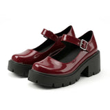 2026 Plus Size 44 Sweet Violet Mary Janes Pumps Gothic Black Red 6cm Square Heels Cute Lolita Platform Shoes Women