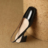 NASBAVI Slingback Sandals Summer Shoes Elegant Pink Black Nude Medium Heels Pumps Close Toe Office Party Shoe Female Large Size