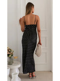 Foridol Polka Dots Summer Vintage Dress for Women V Neck Spaghetti Strap Slim Black Sleeveless Beach Party Dress Vestidos 2025