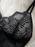 Hot girl style French-style lace sexy one-piece dress for women, deep V see-through netted bandeau shaping bra ZA825256