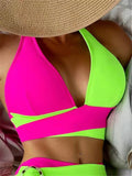 Sexy Halter Bikini 2026 Criss Cross Solid Swimsuit High Waist Swimwear Female Bathers Bathing Swimming Suit Padded Beachwear