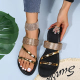 Sparkling Rhinestone Slides for Women - Comfy Open Toe Flats for Indoor & Outdoor Wear 2026 New