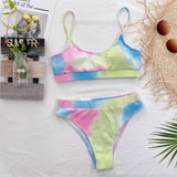 2026 Sexy Bikini Women Push Up Swimwear Swimsuit Tie Dyed High Waist Ribbed Bikinis Set Bathing Suit Stroje Kapielowe Damskie