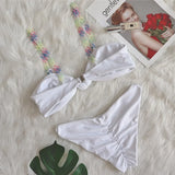 Bikini 2026 Sexy Swimwear Swimsuit Women Knotted Colorful Chain Bikini Set Bathing Suit Beach Female 4 Colors Biquinis Feminino