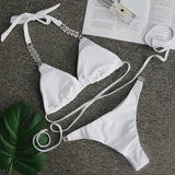 Sexy Halter Wrap Around Diamond Bikini 2026 Women Swimsuit Female Swimwear Two Pieces Bikini Set High Cut Bathing Suit Swim Lady