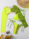 Leopard Halter Triangle Bikini 2026 Women Long Sleeve Swimsuit Sexy Swimwear Female Bathers Bathing Suit Swimming Beachwear