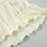 Lace Trim Ruffle Hem U-Neck Strap Cable Textured Cami & Casual Shorts Loungewear Summer Pajamas Set Women Sleepwear