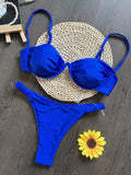 Sexy Steel bracket Solid color Bikini Set Women's Swimsuit Two-piece Triangle Swimwear Bathing Suit Brazilian Biquinis