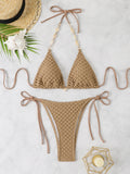2026 Halter String Triangle Bikini Women Sexy Swimwear Female Mesh Swimsuit Solid Bathers Bathing Swimming Swim Suit Beachwear