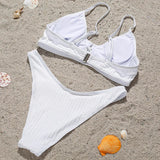 Ribbed Underwired V-Bar Bikini 2026 Women Swimsuit Female Swimwear Two Pieces Bikini Set Knotted Push Up Bathing Suit Swim Lady