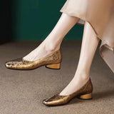 Fashionable and Comfortable Square-toe Shallow-mouth Single Shoes  New Block Heel Temperament Casual Women's Shoes