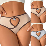 Love Heart Hollow Out Sexy Women'S Underwear Low Waist Breathable Seamless Cotton Panties Soft Comfortable Daily Briefs Lingerie