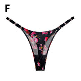 Sexy Thong for Women Underwear Briefs Seamless Panties Flower Low Rise Luxury Metal Buckle G String Bikini Girls T Pants Panty