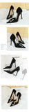 BIGTREE Pumps Elegant Pointed Crystal Buckle Slim High Heel Single Shoes Women Silk Spring/Summer High Heel Pumps Wedding Dress