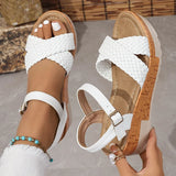 Women's Braided Platform Sandals 2025 Summer Chunky Wedges Gladiator Sandals Woman Ankle Straps Vacation Casual Beach Sandles